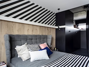 Dom w Chorzowie D94 - Mała biała czarna sypialnia, styl nowoczesny - zdjęcie od WIDAWSCY STUDIO ARCHITEKTURY