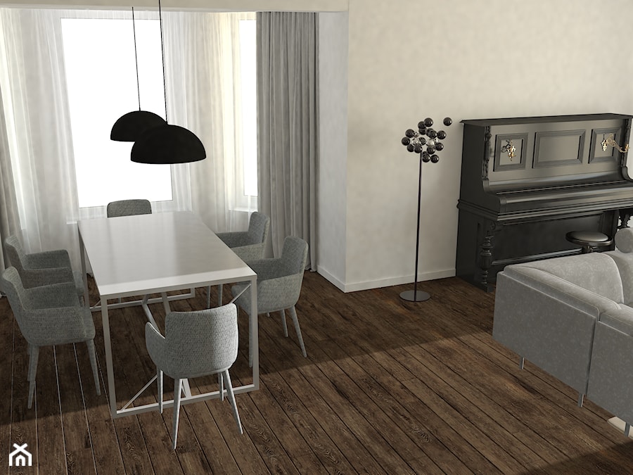 UZARZEWO - Mały szary salon z jadalnią, styl nowoczesny - zdjęcie od AM Design Studio