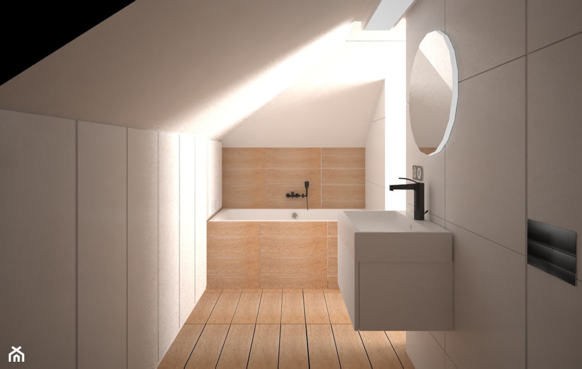 Łazienka Nowoczesna/Minimalistyczna na poddaszu - zdjęcie od AM Design Studio - Homebook