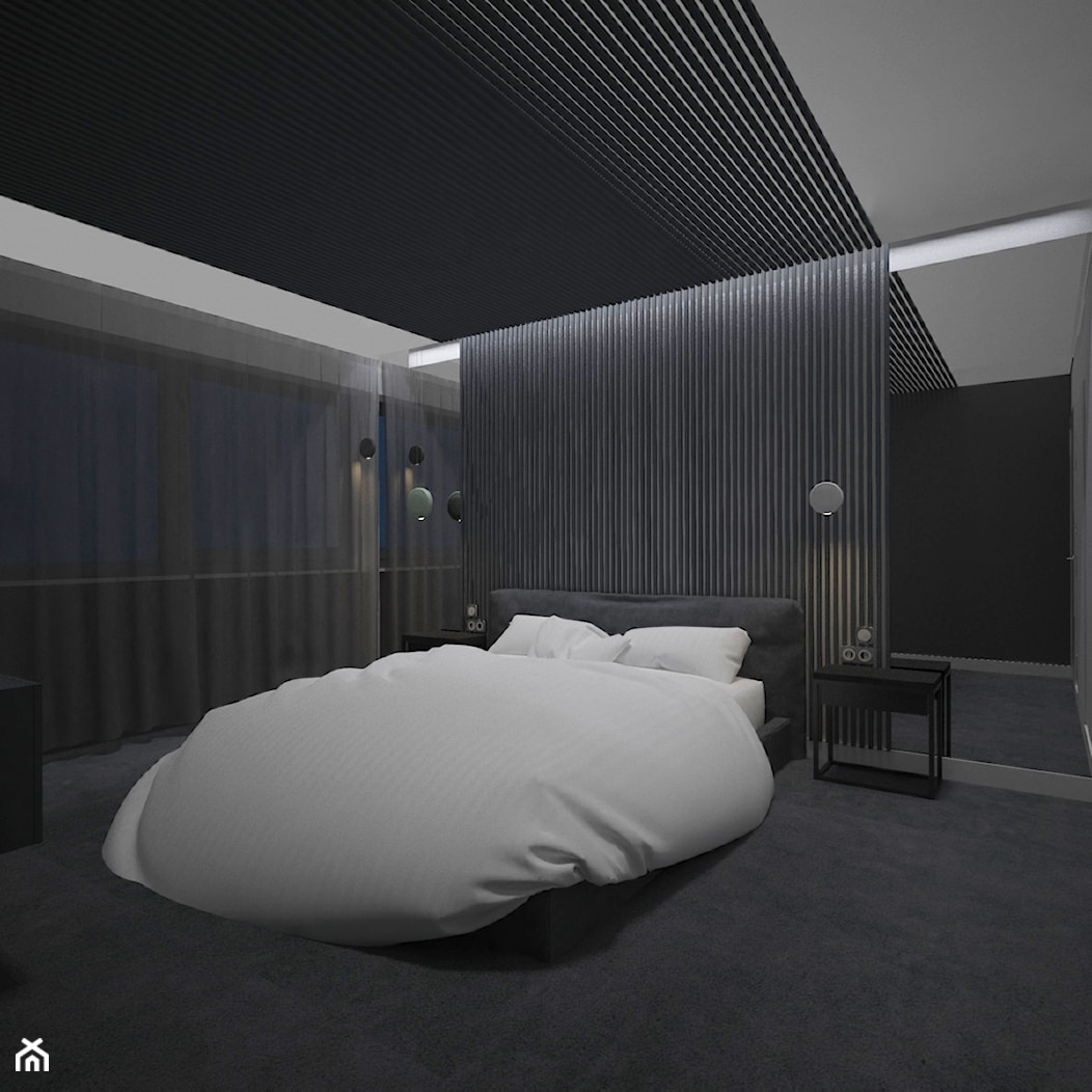 SYPIALNIA MINIMAL - Średnia czarna sypialnia, styl minimalistyczny - zdjęcie od AM Design Studio - Homebook