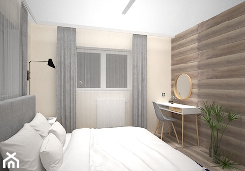 PIŁA - Mała beżowa sypialnia, styl nowoczesny - zdjęcie od AM Design Studio