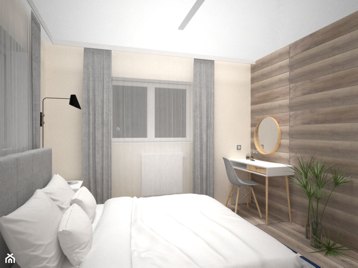 PIŁA - Mała beżowa sypialnia, styl nowoczesny - zdjęcie od AM Design Studio - Homebook