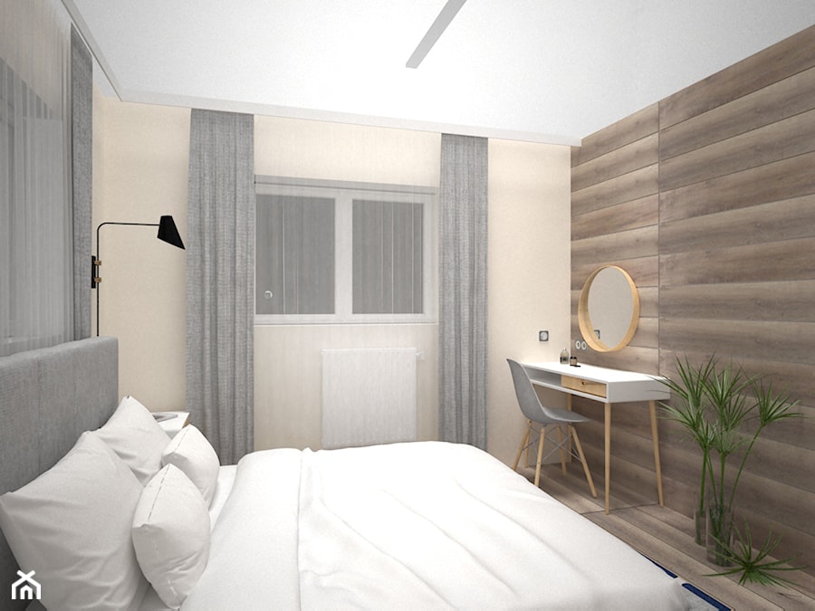 PIŁA - Mała beżowa sypialnia, styl nowoczesny - zdjęcie od AM Design Studio