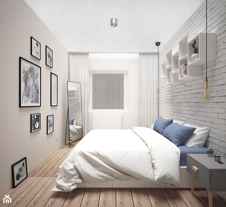 PASTELOVE POZNAŃ - Średnia beżowa biała sypialnia, styl nowoczesny - zdjęcie od AM Design Studio