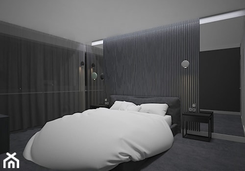 SYPIALNIA MINIMAL - Średnia czarna sypialnia, styl minimalistyczny - zdjęcie od AM Design Studio