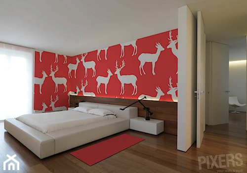 SYPIALNIA - Duża biała czerwona sypialnia - zdjęcie od PIXERS