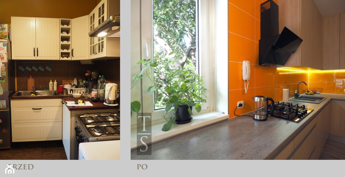 Energetyczna kuchnia - przed i po - zdjęcie od Trykowska Studio - Homebook