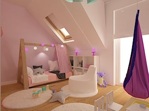 Dom w Lubinie 2 - Średni duży biały różowy pokój dziecka dla dziecka dla dziewczynki, styl nowoczes ... - zdjęcie od Pracownia Projektowa "Interior-Art"