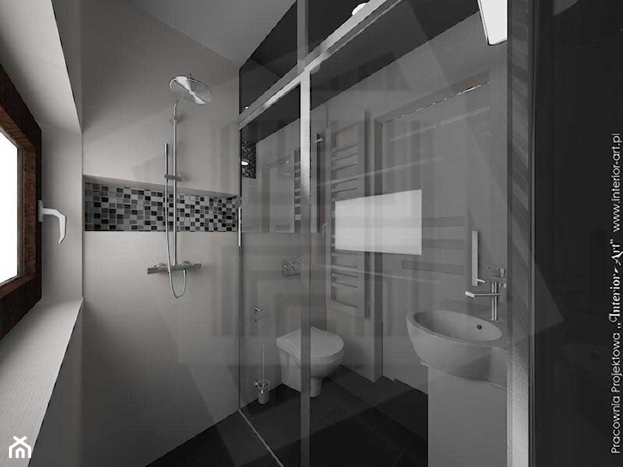 Łazienka w czarno-białej mozaice - zdjęcie od Pracownia Projektowa "Interior-Art"