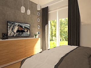 Dom w Lubinie 2 - Mała szara sypialnia na poddaszu, styl nowoczesny - zdjęcie od Pracownia Projektowa "Interior-Art"