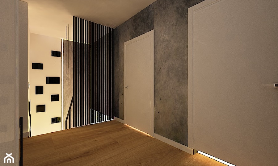 Dom w Ozorzycach - Średni czarny hol / przedpokój, styl nowoczesny - zdjęcie od Pracownia Projektowa "Interior-Art"