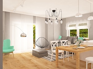 Mieszkanie na Suwalskiej - Średni biały szary salon z jadalnią, styl skandynawski - zdjęcie od Pracownia Projektowa "Interior-Art"