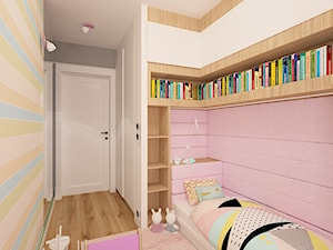 Mieszkanie na Suwalskiej - Mały beżowy różowy szary pokój dziecka dla nastolatka dla dziewczynki, s ... - zdjęcie od Pracownia Projektowa "Interior-Art"