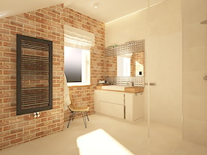 Dom na Stabłowicach - Średnia z lustrem z punktowym oświetleniem łazienka z oknem, styl nowoczesny - zdjęcie od Pracownia Projektowa "Interior-Art"