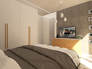 Dom w Lubinie 2 - Średnia biała czarna sypialnia na poddaszu, styl nowoczesny - zdjęcie od Pracownia Projektowa "Interior-Art"