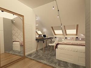 Pokój dla nastolatki - Średni biały pokój dziecka dla nastolatka dla dziewczynki, styl skandynawski - zdjęcie od Pracownia Projektowa "Interior-Art"