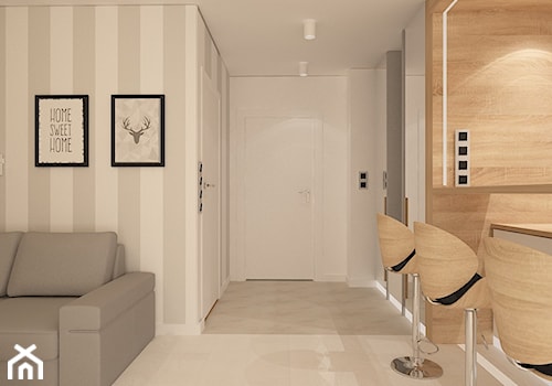 Mieszkanie na wynajem - Średni biały szary hol / przedpokój, styl skandynawski - zdjęcie od Pracownia Projektowa "Interior-Art"
