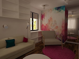 Dom w Polkowicach - Średni beżowy biały różowy turkusowy pokój dziecka dla nastolatka dla dziewczynk ... - zdjęcie od Pracownia Projektowa "Interior-Art"