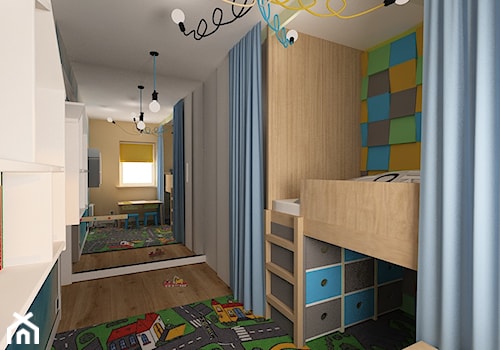 Mieszkanie na Suwalskiej - Mały biały z panelami tapicerowanymi pokój dziecka dla dziecka dla chłopca, styl skandynawski - zdjęcie od Pracownia Projektowa "Interior-Art"