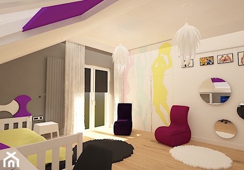Dom na Stabłowicach - Średni biały szary pokój dziecka dla nastolatka dla dziewczynki, styl nowoczesny - zdjęcie od Pracownia Projektowa "Interior-Art"