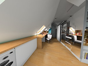 Ciechanowska, Wrocław - Duża biała z biurkiem sypialnia na poddaszu, styl nowoczesny - zdjęcie od Pracownia Projektowa "Interior-Art"