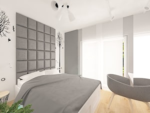 Mieszkanie na Suwalskiej - Średnia biała szara z biurkiem sypialnia, styl skandynawski - zdjęcie od Pracownia Projektowa "Interior-Art"
