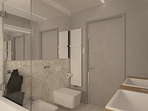 Dom w Lubinie 2 - Średnia bez okna z lustrem z dwoma umywalkami z marmurową podłogą łazienka, styl nowoczesny - zdjęcie od Pracownia Projektowa "Interior-Art"