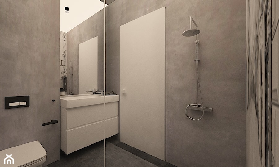 Dom na Stabłowicach - Mała bez okna z lustrem z punktowym oświetleniem łazienka, styl nowoczesny - zdjęcie od Pracownia Projektowa "Interior-Art"