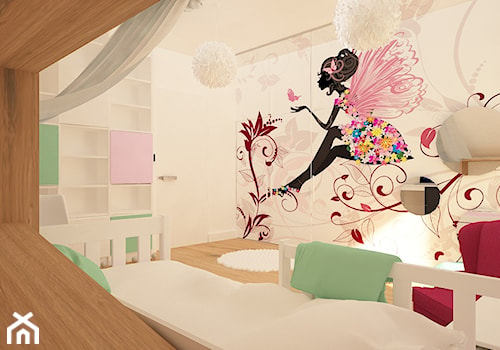 Dom na Stabłowicach - Mały biały pokój dziecka dla dziecka dla dziewczynki, styl nowoczesny - zdjęcie od Pracownia Projektowa "Interior-Art"