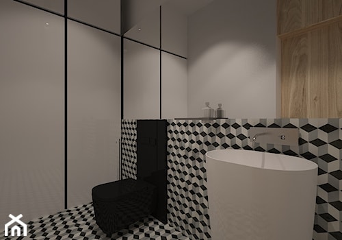 Dom na Maślicach - Mała z lustrem łazienka, styl nowoczesny - zdjęcie od Pracownia Projektowa "Interior-Art"