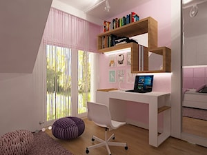 Dom w Lubinie 2 - Średni różowy szary pokój dziecka dla dziecka dla nastolatka dla dziewczynki, styl nowoczesny - zdjęcie od Pracownia Projektowa "Interior-Art"