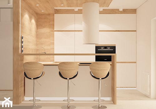 Mieszkanie na wynajem - Średnia otwarta z salonem biała z zabudowaną lodówką kuchnia w kształcie litery g z oknem, styl skandynawski - zdjęcie od Pracownia Projektowa "Interior-Art"