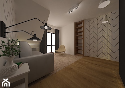 Dom w Ozorzycach - Średnia biała szara sypialnia na poddaszu, styl nowoczesny - zdjęcie od Pracownia Projektowa "Interior-Art"