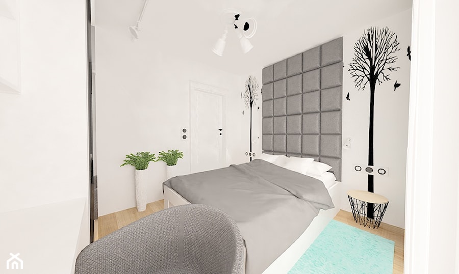 Mieszkanie na Suwalskiej - Średnia biała z biurkiem sypialnia, styl skandynawski - zdjęcie od Pracownia Projektowa "Interior-Art"