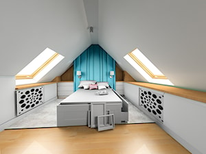 Ciechanowska, Wrocław - Średnia biała sypialnia na poddaszu, styl nowoczesny - zdjęcie od Pracownia Projektowa "Interior-Art"