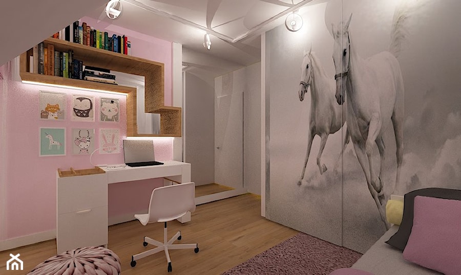 Dom w Lubinie 2 - Mały pokój dziecka dla dziecka dla nastolatka dla dziewczynki, styl nowoczesny - zdjęcie od Pracownia Projektowa "Interior-Art"