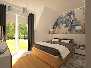 Dom w Lubinie 2 - Średnia biała sypialnia na poddaszu, styl nowoczesny - zdjęcie od Pracownia Projektowa "Interior-Art"