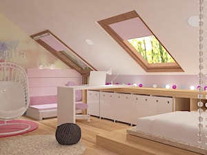 Dom na Maślicach - Duży biały różowy pokój dziecka dla dziecka dla dziewczynki, styl nowoczesny - zdjęcie od Pracownia Projektowa "Interior-Art"