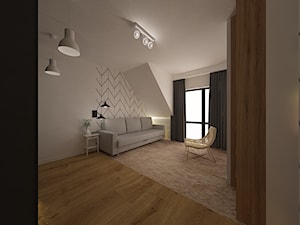 Dom w Ozorzycach - Duża szara sypialnia na poddaszu, styl skandynawski - zdjęcie od Pracownia Projektowa "Interior-Art"