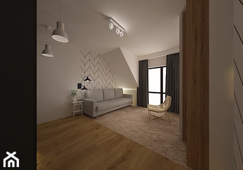 Dom w Ozorzycach - Duża szara sypialnia na poddaszu, styl skandynawski - zdjęcie od Pracownia Projektowa "Interior-Art"