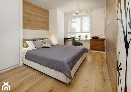 Mieszkanie na Litomskiej - Duża biała z biurkiem sypialnia, styl nowoczesny - zdjęcie od Pracownia Projektowa "Interior-Art"