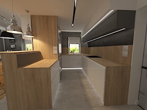 Dom w Lubinie 2 - Średnia otwarta z zabudowaną lodówką kuchnia w kształcie litery u z oknem, styl n ... - zdjęcie od Pracownia Projektowa "Interior-Art"