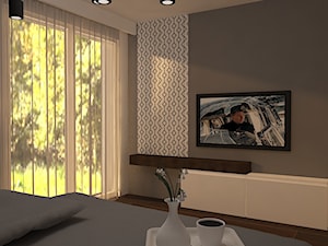 Dom w Oleśnicy - Średnia biała czarna sypialnia, styl nowoczesny - zdjęcie od Pracownia Projektowa "Interior-Art"