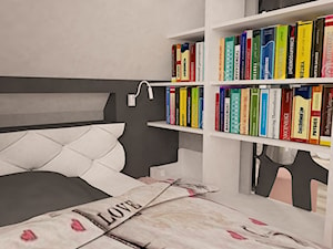 Remont pokoju nastolatki - Średni beżowy szary pokój dziecka dla nastolatka dla dziewczynki, styl nowoczesny - zdjęcie od Pracownia Projektowa "Interior-Art"