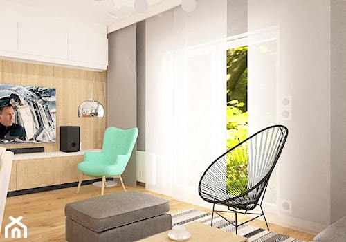 Mieszkanie na Suwalskiej - Średni biały szary salon, styl skandynawski - zdjęcie od Pracownia Projektowa "Interior-Art"