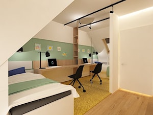 Dom w Lubinie 2 - Mały biały zielony pokój dziecka dla nastolatka dla chłopca dla dziewczynki, styl ... - zdjęcie od Pracownia Projektowa "Interior-Art"