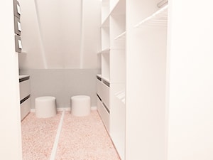Remont pokoju nastolatki - Mała zamknięta garderoba na poddaszu oddzielne pomieszczenie, styl nowoczesny - zdjęcie od Pracownia Projektowa "Interior-Art"