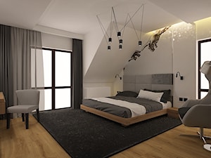 Dom w Ozorzycach - Duża biała sypialnia na poddaszu, styl nowoczesny - zdjęcie od Pracownia Projektowa "Interior-Art"