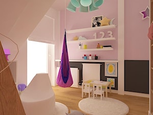 Dom w Lubinie 2 - Średni biały różowy szary pokój dziecka dla dziecka dla dziewczynki, styl nowocze ... - zdjęcie od Pracownia Projektowa "Interior-Art"