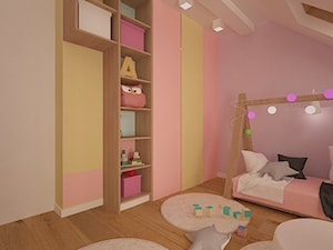 Dom w Lubinie 2 - Średni beżowy różowy pastelowy żółty pokój dziecka dla dziecka dla dziewczynki, s ... - zdjęcie od Pracownia Projektowa "Interior-Art"